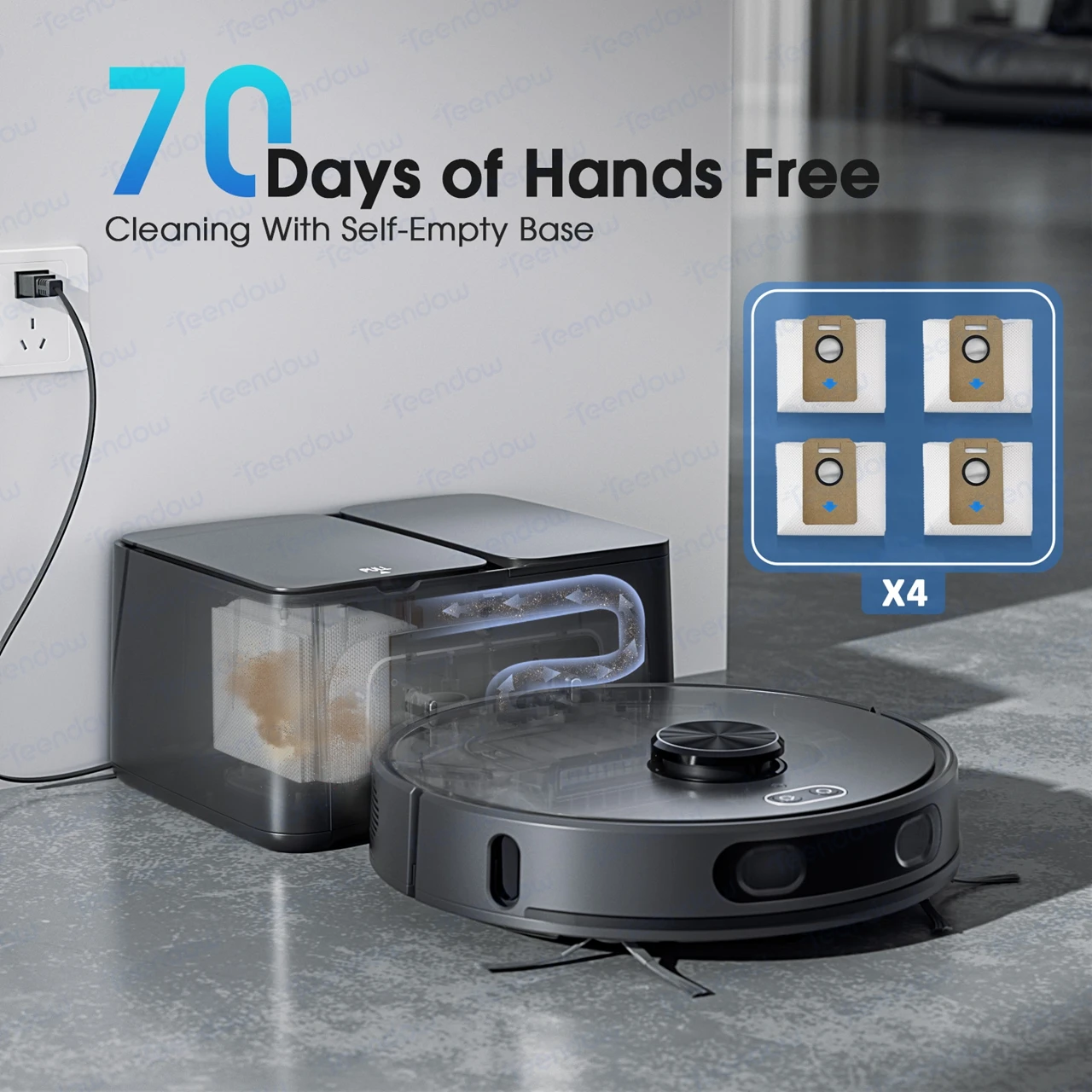 D60S MAX Powerful Suction Aspiradora Vacuum  Alexa Sweeping Mopping Self Emptying Home  Vacuum Cleaner