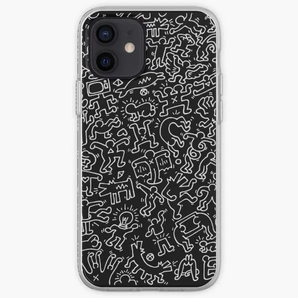 Dance In Black Kieth Dj Dog Haring Anima  Phone Case Customizable for iPhone 6 6S 7 8 Plus 11 12 13 14 Pro Max Mini X XS XR Max