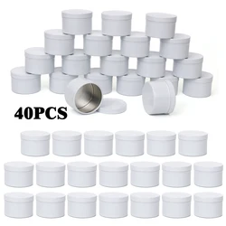 40Pcs 50ml Aluminum Tin Jars Round Refillable Bottles Tea Candle Jar With Lids Empty Eye Cream Lip Balm Cosmetic Container Box