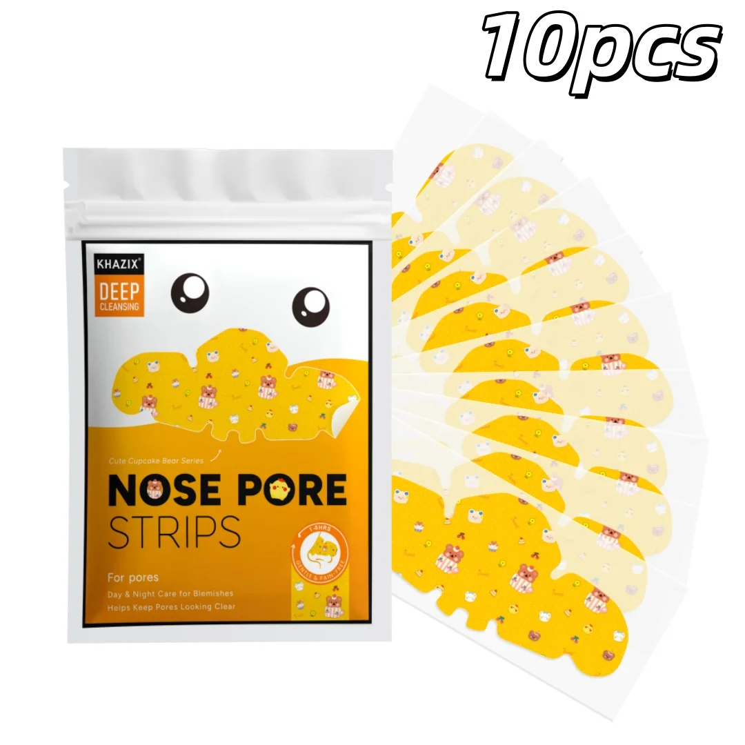 10pcs Cute Cupcake Bear Nose Pore Strips，Cartoon Nose Patch for Pore Care, Deep Cleansing Nose Strip, Adorable Facial Skin Care