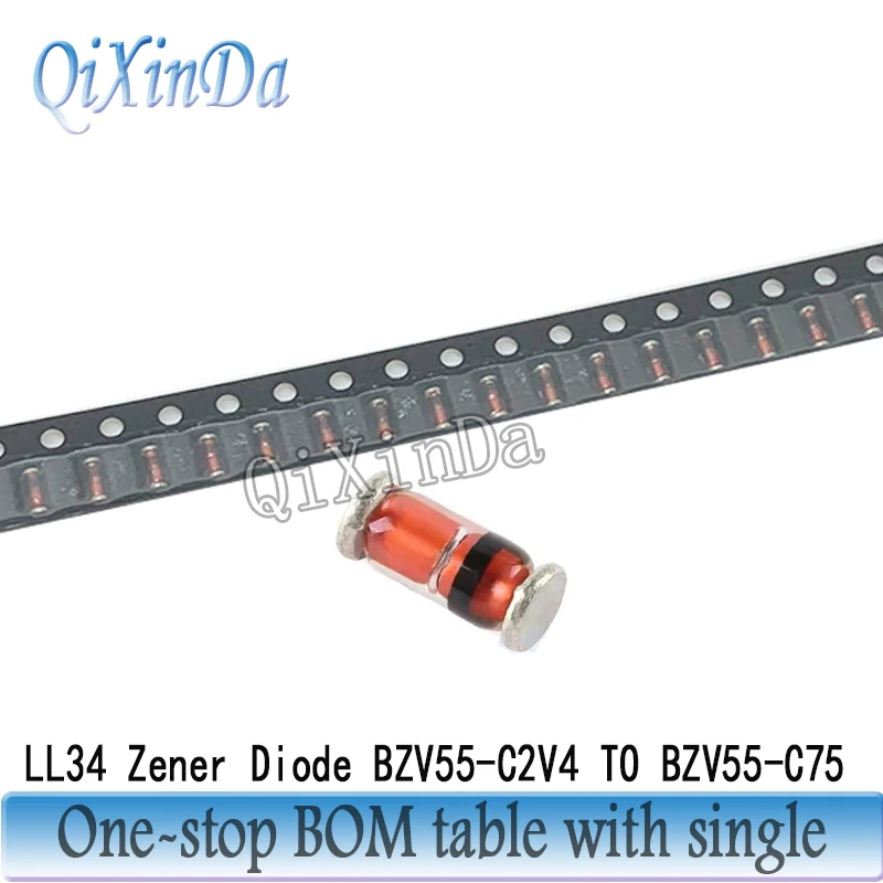 100PCS BZV55-C2V0 BZV55-C2V2 BZV55-C6V8 BZV55-C9V1 BZV55-C13 BZV55-C16 BZV55-C30 BZV55-C36 BZV55-C43 BZV55-C56 SMD Zener Diode