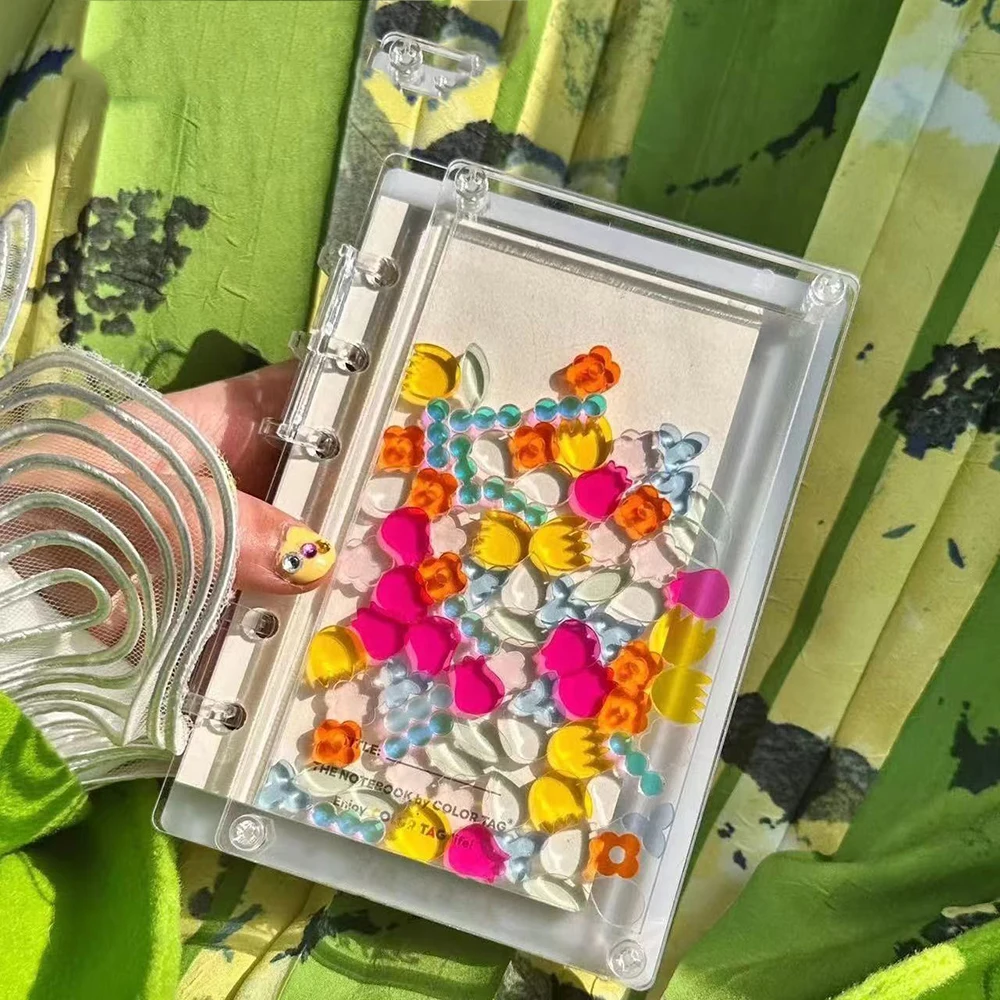 A5/A7 Creative Loose-leaf Notebook  With Transparent Cover Heart Quicksand Binders Notebook Colored Diary Book Stationery Gifts