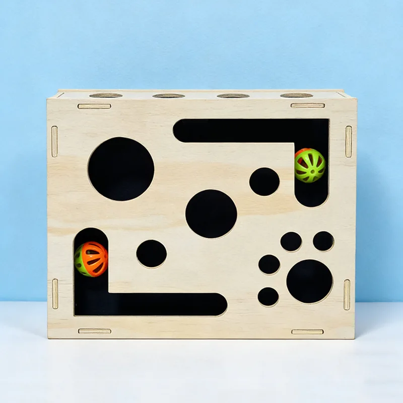 Cat Nail File Box Toy Interactive Pet Cats Scratch Puzzle Enrichment Box With Balls And Sandpaper Cat Nail File Enrichment Box