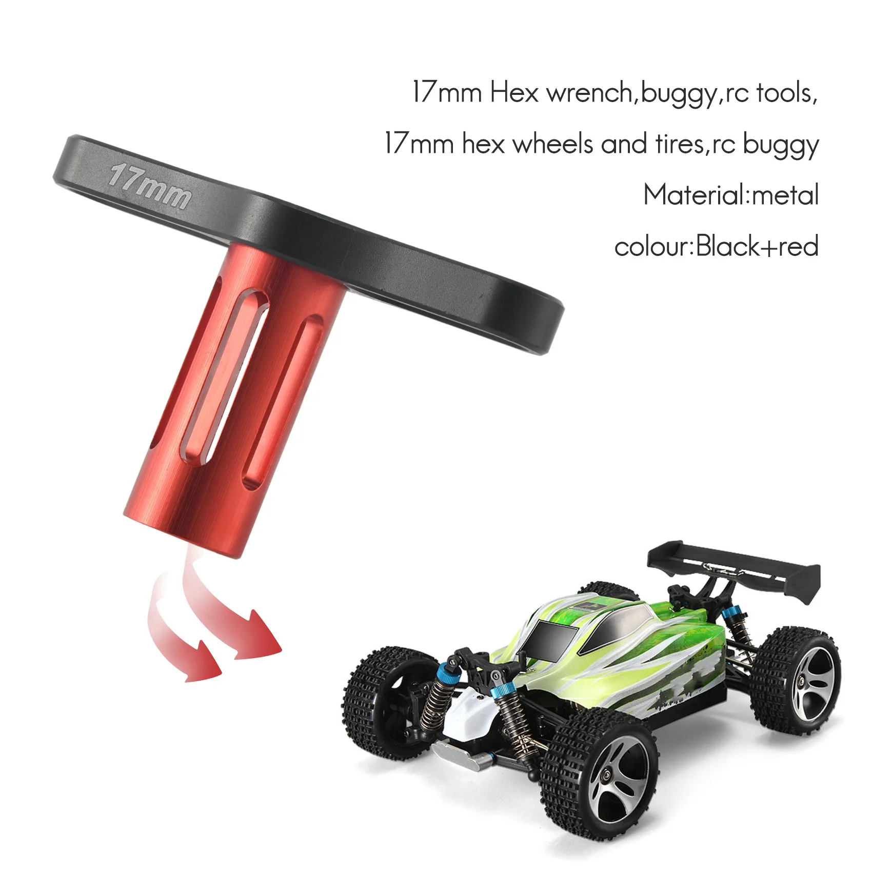 A45F-Metal 17MM tuercas de rueda manga llave hexagonal herramienta para 1:8 todoterreno RC coche Monster Truck Traxxas x-maxx SUMMIT E-REVO