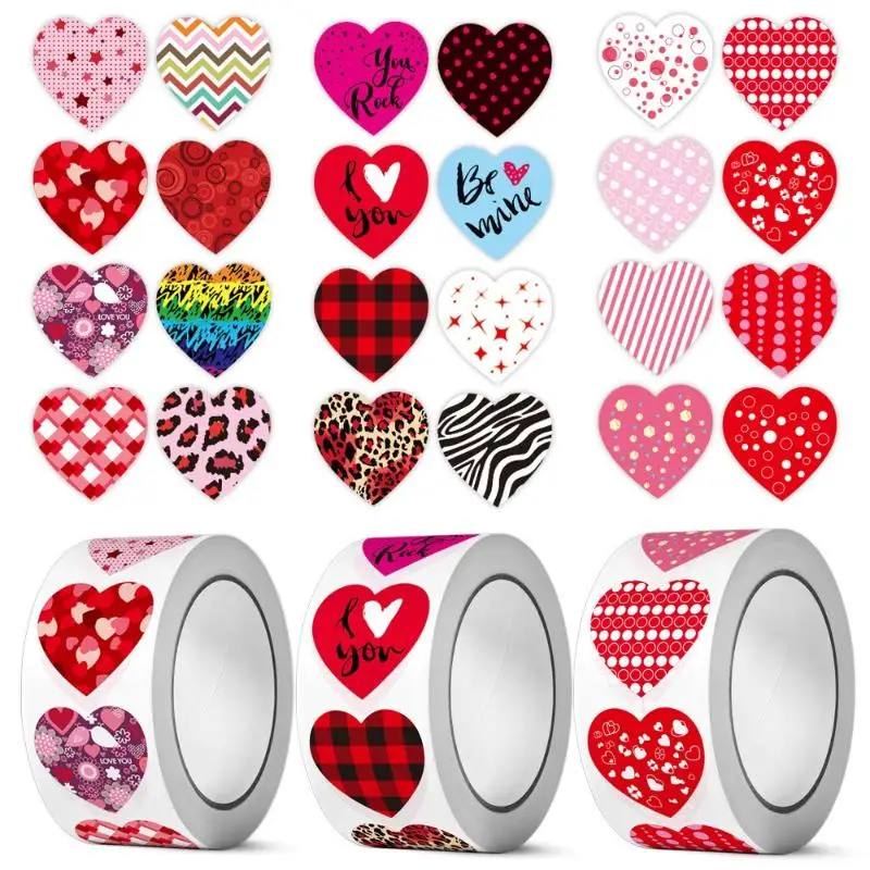 500Pcs PVC Heart Shape Valentine Stickers Cute Love Seal Label For Birthday Party Gift Box Tag Decor