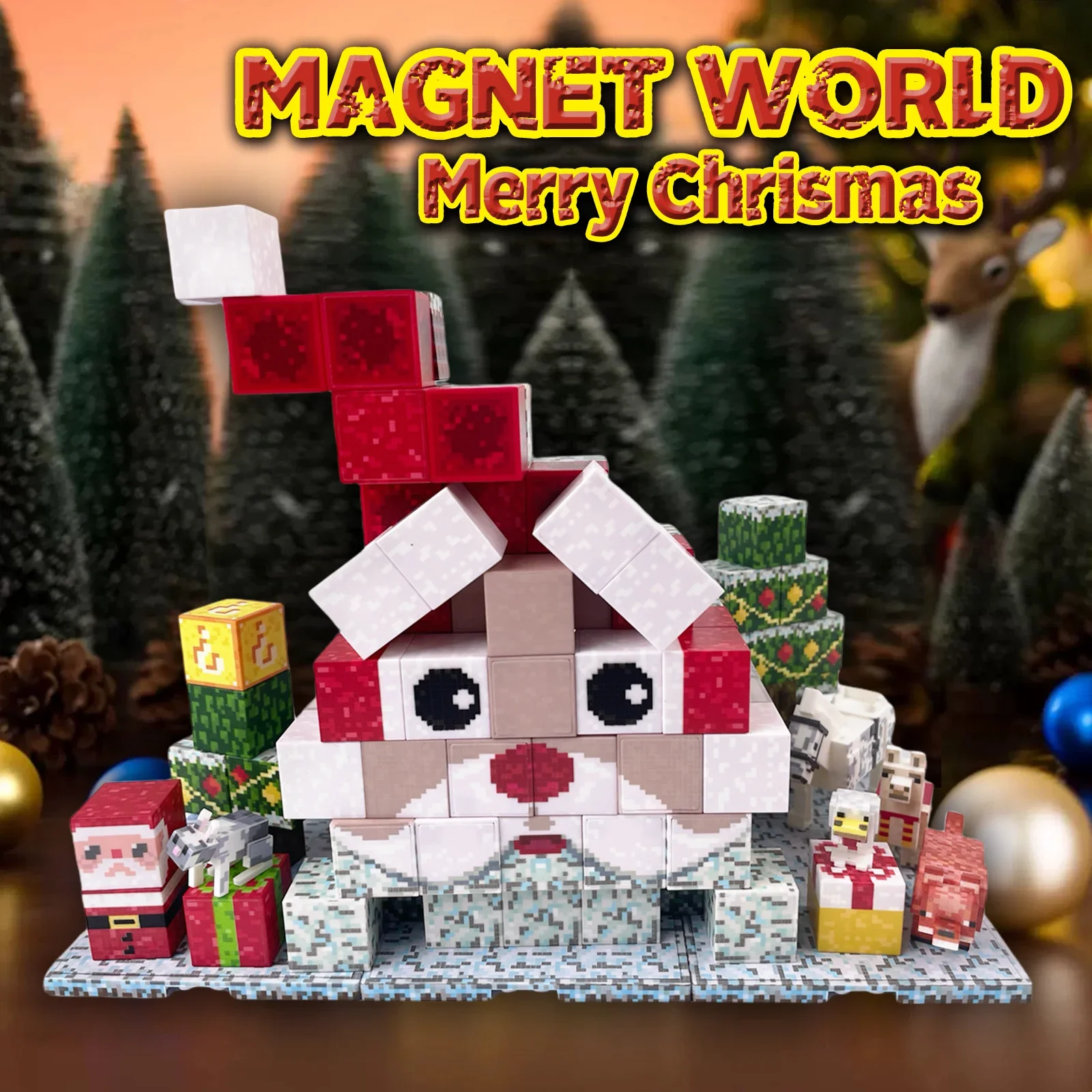 Magnetic Building Blocks Kids Toys Cubes Santa Claus House Magnets World Blocks Sets Puzzle Assembly Boys Toys Christmas Gifts