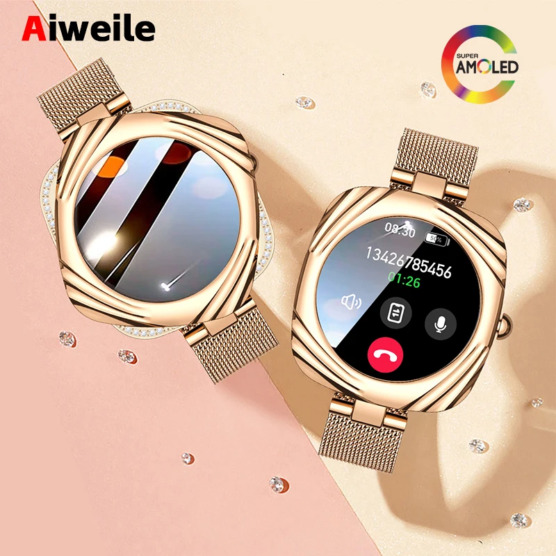 Smart Watches Ladies Hebrew Korean Aiweile AW5 Smartwatch Women Bluetooth Voice Call Fitness Music Playback AMOLED Wearable High