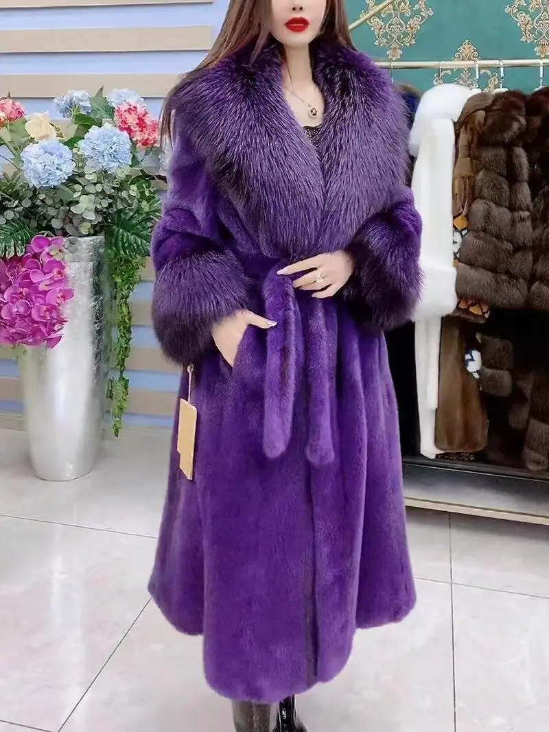 High-End Faux Fur Coat Goddess Imitation Marten Overcoats Sexy Socialite Furry Coat Winter Imitation Fox Fur Jackets for Women