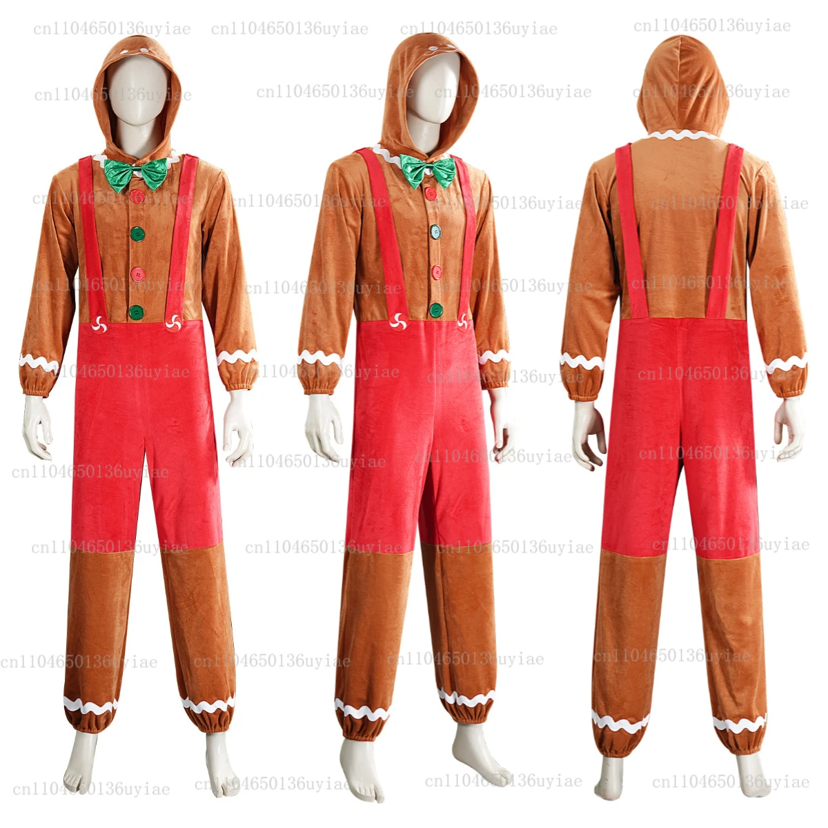 

Christmas Gingerbread Man Costume Funny Adult Christmas Onesie Suit Costumes for Women Men Kids Jumpsuit