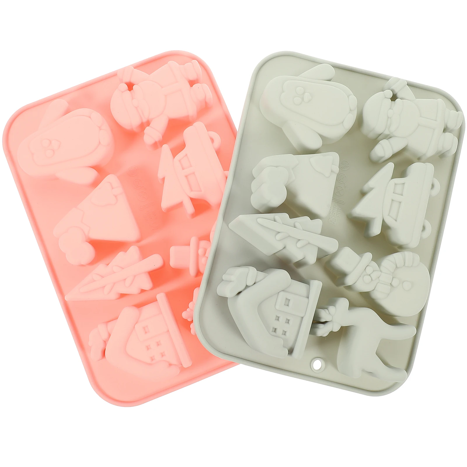 

2pcs Silicone Christmas Baking Non-Stick Chocolate Candy Muffin Mold Strong Tear-Resistant Diy Pastry Mold For Home Professional