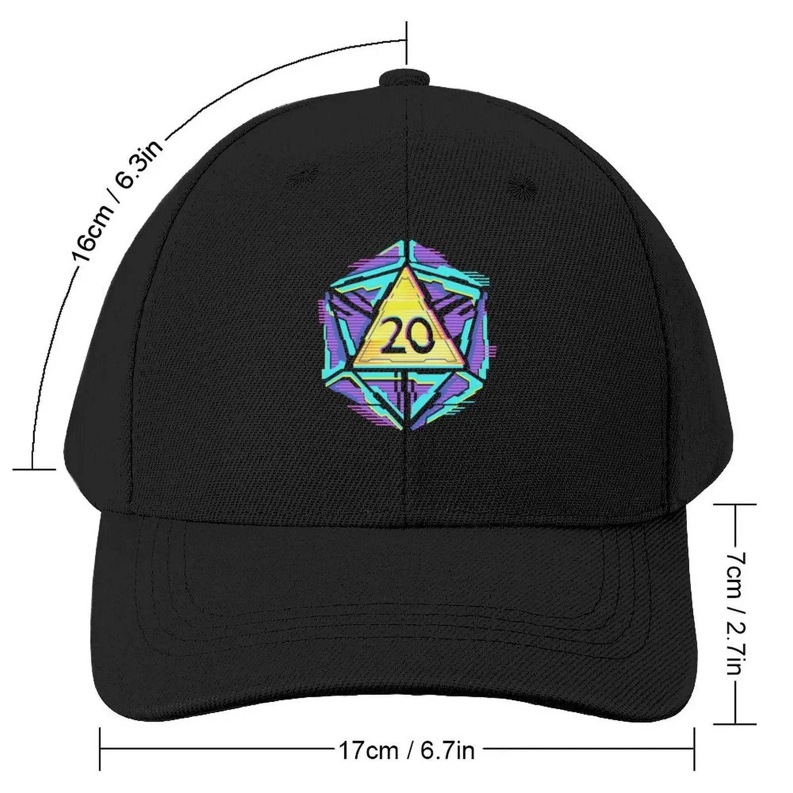 Neon Punk Glitch D20 Baseball Cap Gentleman Hat Golf Hat Man Woman Men's