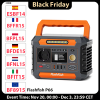 Flashfish P66 Portable Power Station, 300W 230.88Wh Outdoor Generator, 8 Outlets, USB-C QC3.0, Pure Sine Wave, Solar Charging
