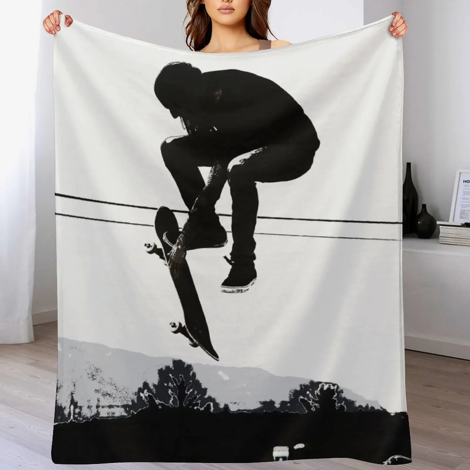

New Flying High Skateboarder Throw Blanket Winter beds Cute Plaid Hairy Thermals For Travel Blankets