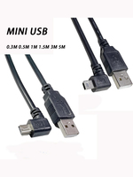 90 degree elbow mini usb data line up and down left and right elbow T-port V3 mini miniusb charging cable