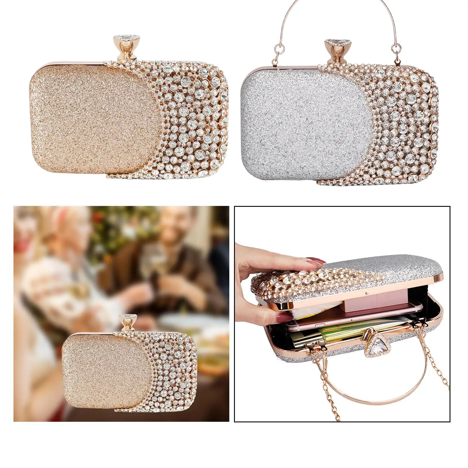 Elegante Clutch Purse para Mulheres, Evening Bag, Cosmetic Gift, Party Handbag