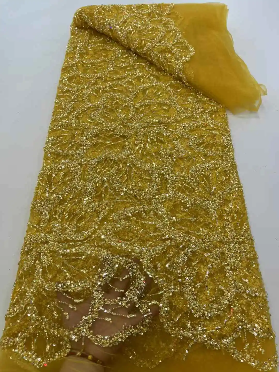 Afrykańska koronka z cekinami i haftem, wysokiej jakości francuski tiul na ślub, idealna dla pana młodego, nigeryjska koronka ślubna - XC