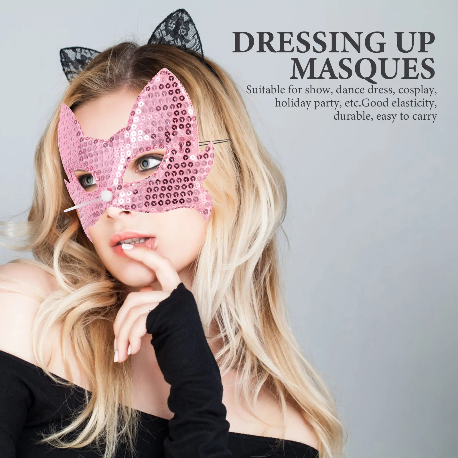 

5 Pcs Cat Mask Female Clothing Halloween Make up Breathable Party Masquerade Sequin Masks Carnival Holiday