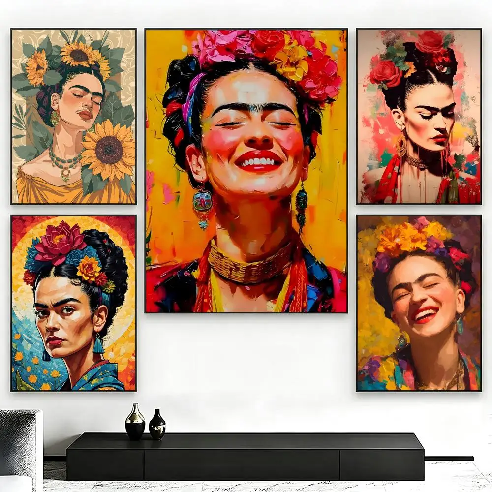 Art Frida KahloS Poster Poster Nordic HD Self-Adhesive Wall Sticker Home Café Bedroom Living Room Art Decor Gift