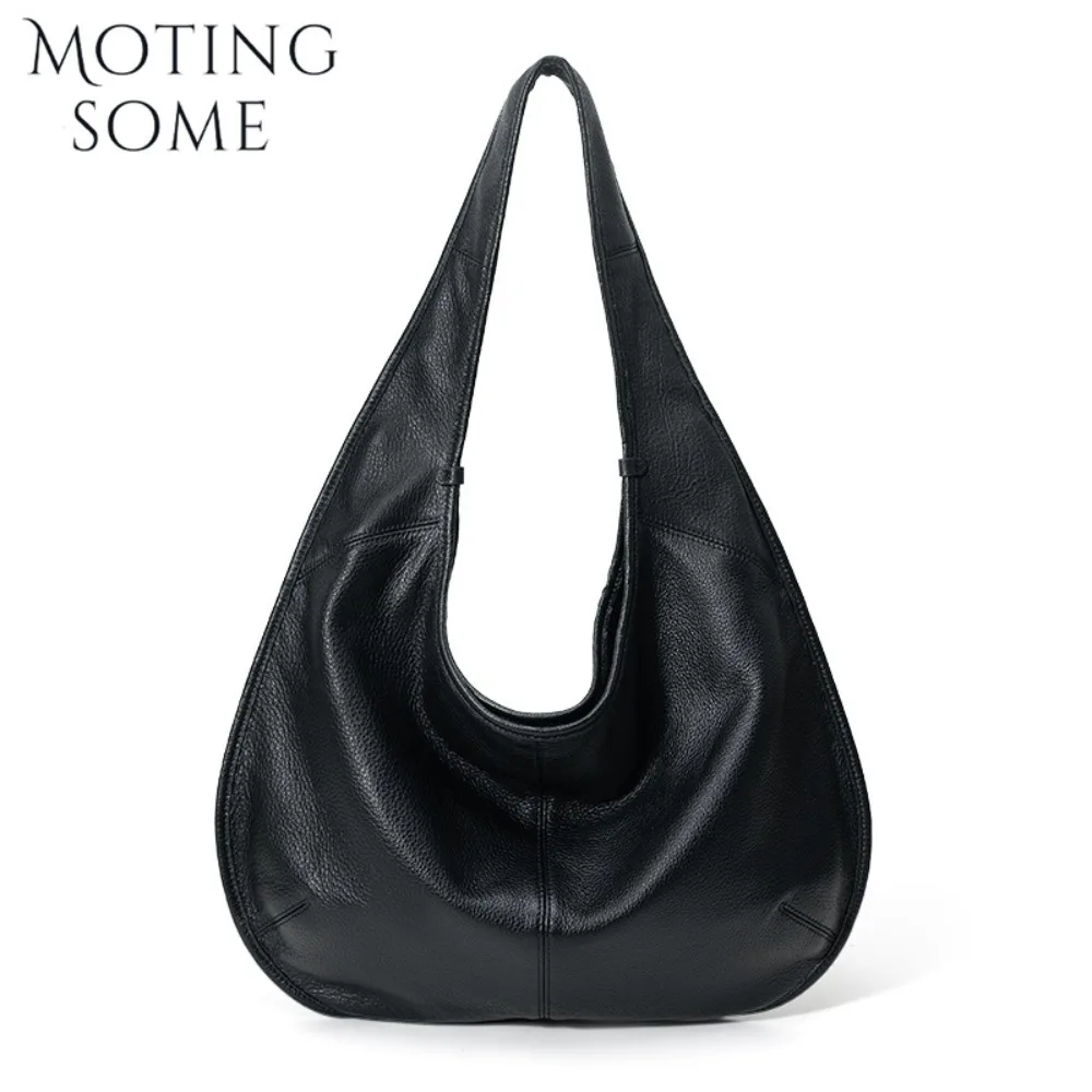 Motingsome 60 سنتيمتر حقيبة كبيرة الحجم جلد طبيعي لينة حقيبة يد امرأة حقيبة كتف جلد البقر الطبيعي السرج حقائب واسعة حقائب اليد 2026 جديد