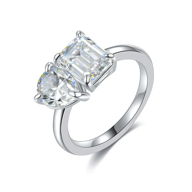 

3-carat emerald pear-shaped cut, full D-color moissanite ring for women, 925 silver-plated, 18k gold, women's wedding jewelry gi