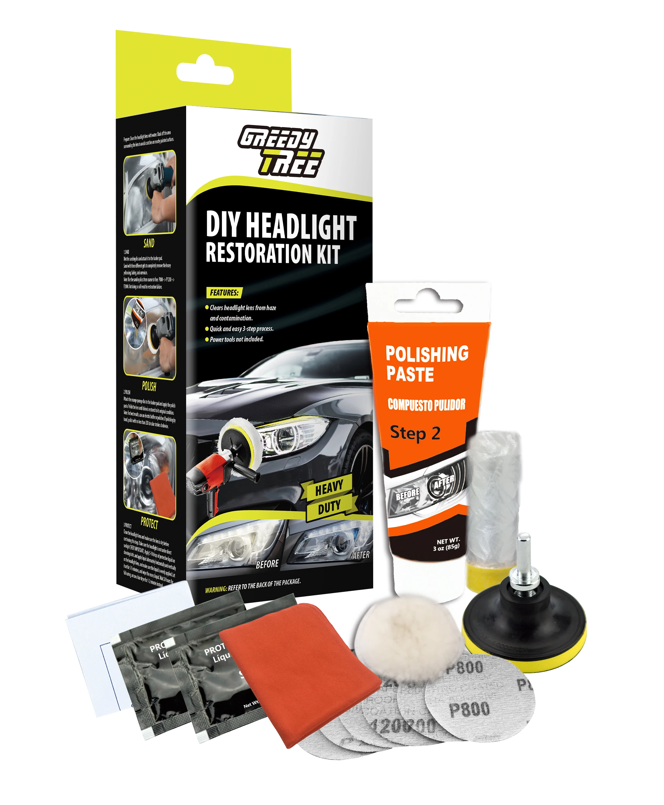 Lampu depan mobil, Polandia restorasi kit otomotif alat perawatan lampu depan Kit restorasi lampu depan mobil cairan