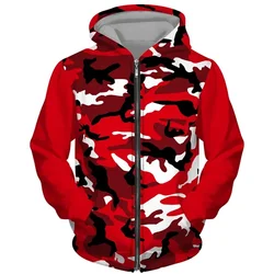 Men Zipper Hoodies Camouflage 3d Print Sweatshirts Men Hooded Casual Oversized Streetwear Hoodie Zip Sweatshirts Tracksuits Coat