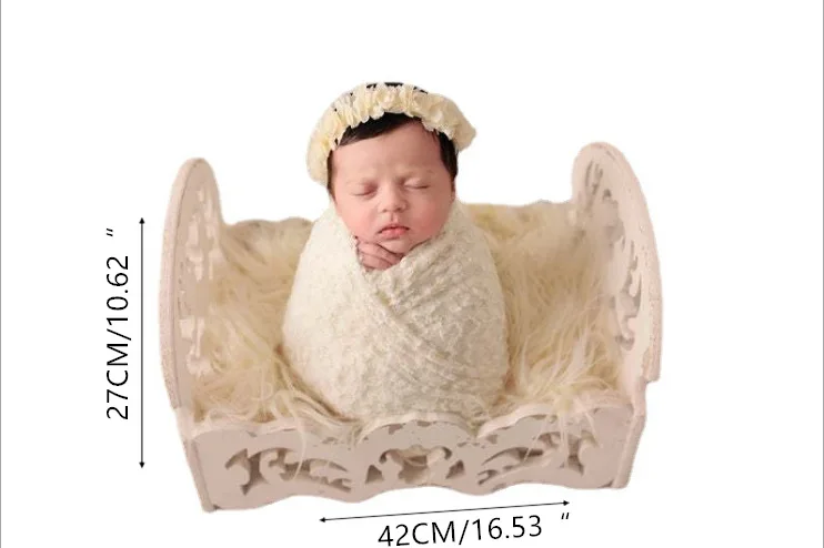 Newborn Photography Props Small Bed Newborn Small Wooden Bed Full-moon Baby Photo Hollow Bed Posing Props For Studio