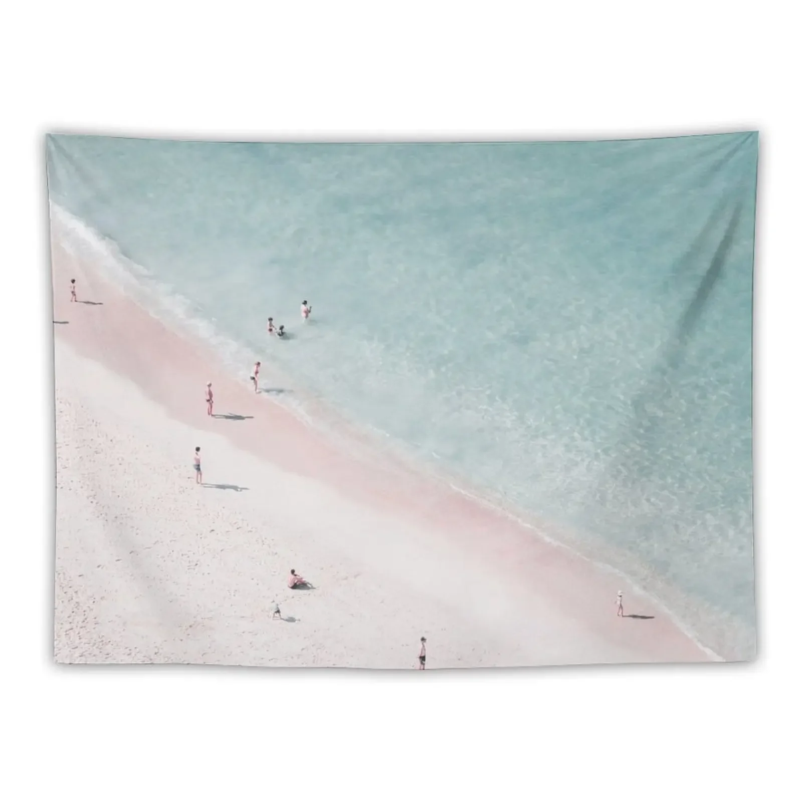 

Beach love - Aerial Pink Beach - Ocean - Sea Photography by Ingrid Beddoes Tapestry Home Decor Aesthetic Tapestry