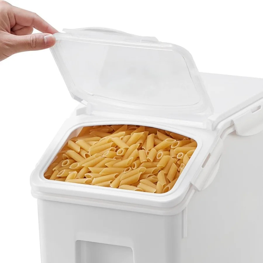 

Контейнер для хранения риса объемом 20 л (4,5 галлона) с колесами для кухни: для зерна, круп, муки, корма для животных, герметичный диспенсер-бак