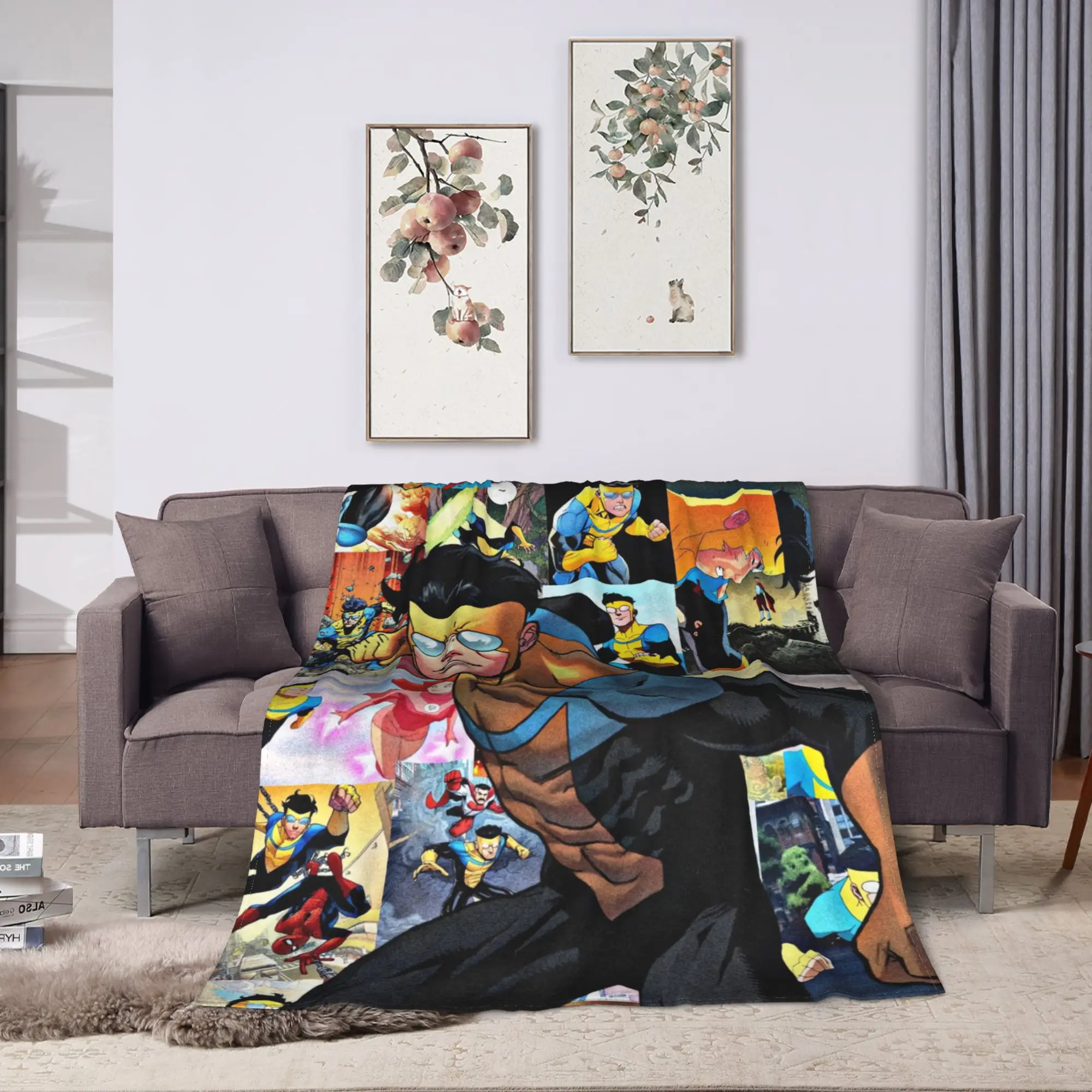 Mark Grayson Comic Panel Collage Warm Soft Blankets invincible Airplane Travel Plush Bedding Throws Flannel Bedspread Sofa Bed