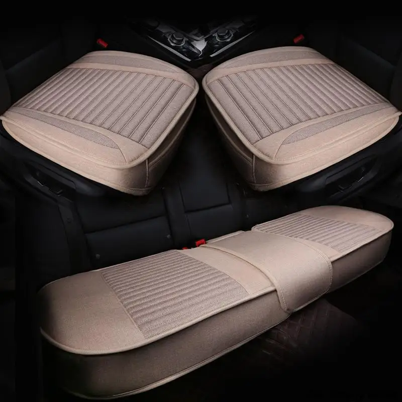 Breathable Car Seat Cover 9D Flax Seat Protection Cushion Four Seasons Universal Front And Rear Seat Anti-skid Pad Driver Mat