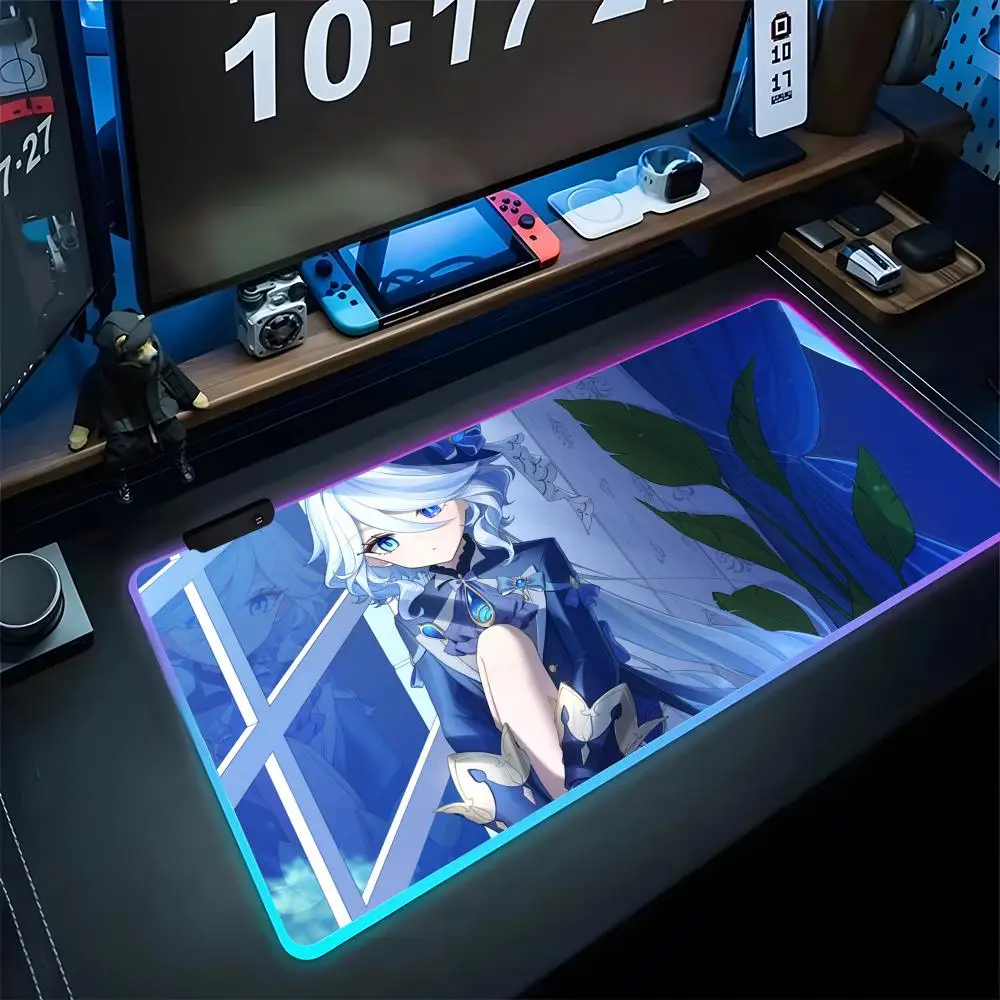 

Genshin Impact Anime Mouse Pad Gaming Rgb Mousepad Backlit Kawaii Keyboard Gamer Girl Xxl Laptop Mat Table Pads Deskpad
