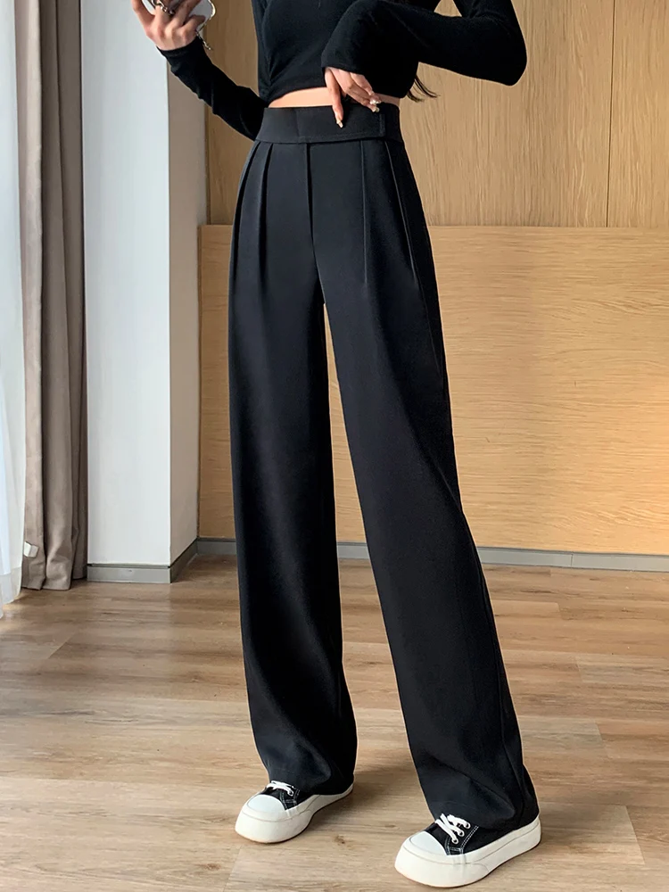 Suits Pants Women\'s Tailoring Pants Office Lady Traf Wide Leg High Waist Trousers Korean Fashion Streetwear Black Pantalon Femme