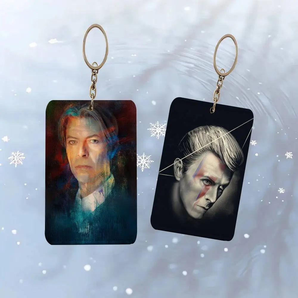 H-DAVID-BOWIE 1 Card Holder, Leather Card Storage Box, Key Chain, Access Tag Holder, ID Card Holder, Key Chain