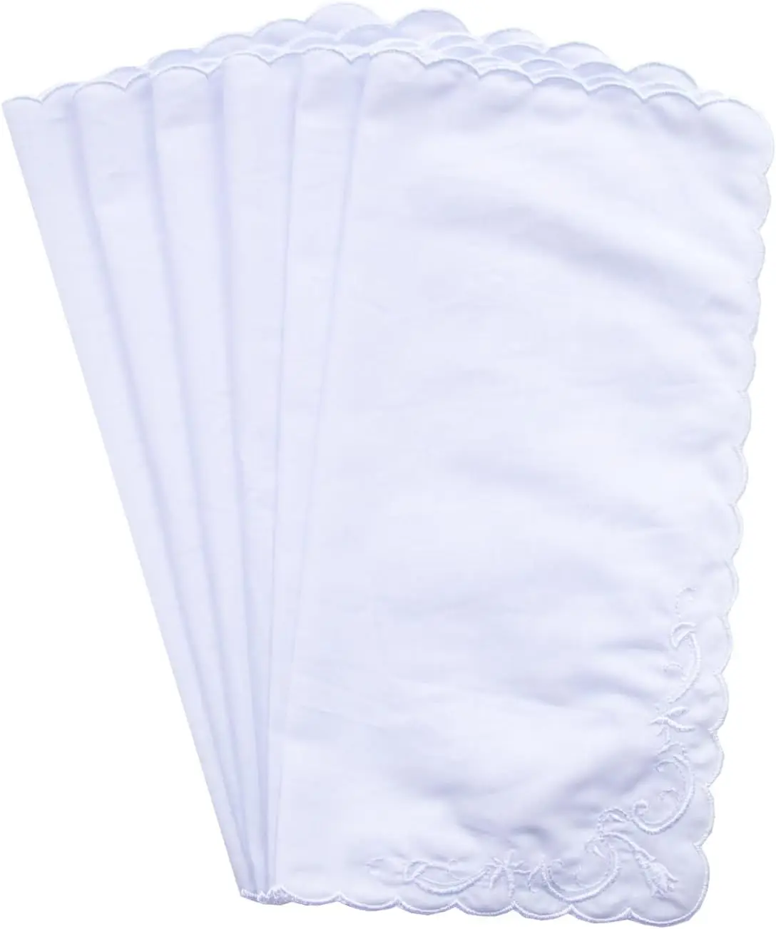 

Elegant White Embroidered Cotton Handkerchiefs for Wedding