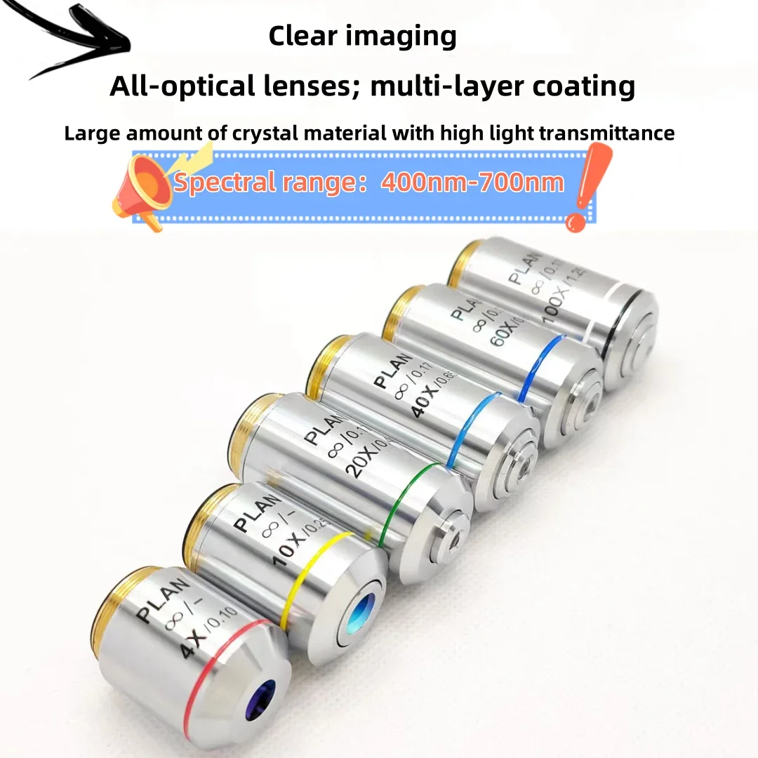 

Профессиональный объектив infinity plan, 195 ахроматический объектив, объектив 4X, 10X, 20X, 40X, 100X, подходящий микроскоп Olympus