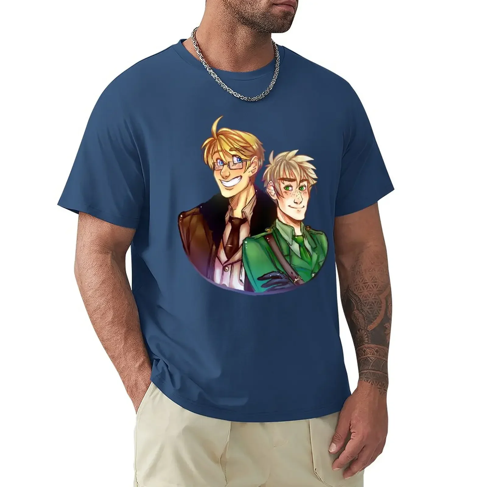 USUK - Hetalia T-Shirt hippie clothes anime cute  vintage  men clothing