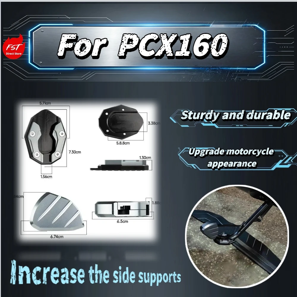 For PCX160 Alloy Side Kickstand Enlarged Base Pad Anti-Slip Heightened Side Stand Auxiliary Support Scooter Mod Accessories