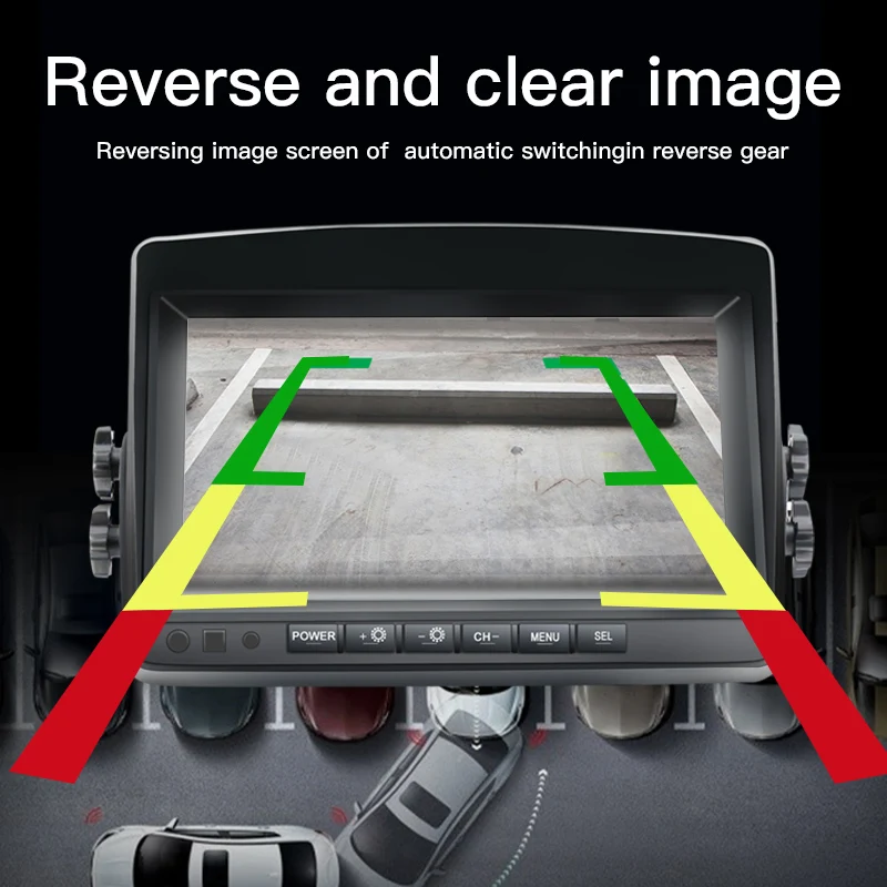 CCENTEN 9inch 4 Channels AHD 720P Quad  Car Display Reverse Rearview Camera System Universal Gua 5W Universal Dash Truck