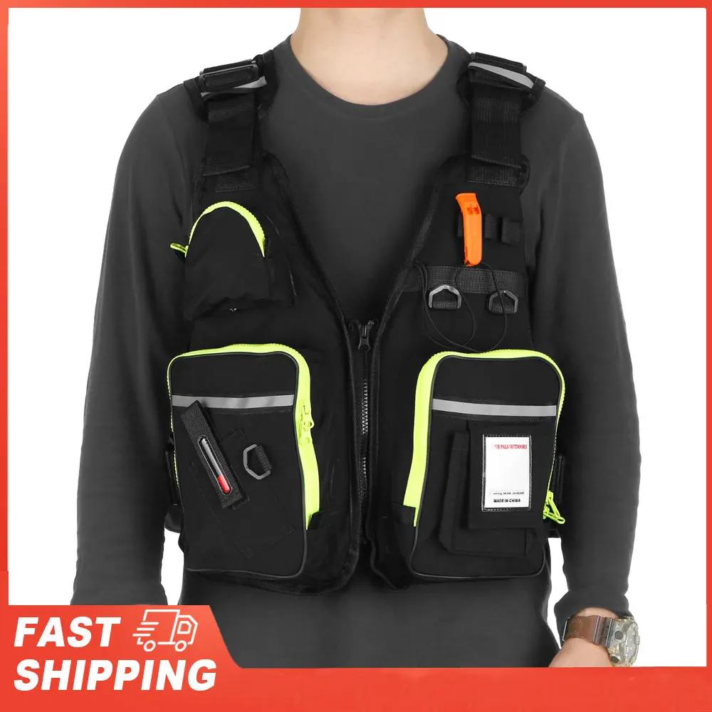 

Куртка для рыбалки нахлыстом с несколькими карманами, плавучий жилет с держателем для бутылки с водой для каякинга, парусного спорта, катания на лодках, водных видов спорта