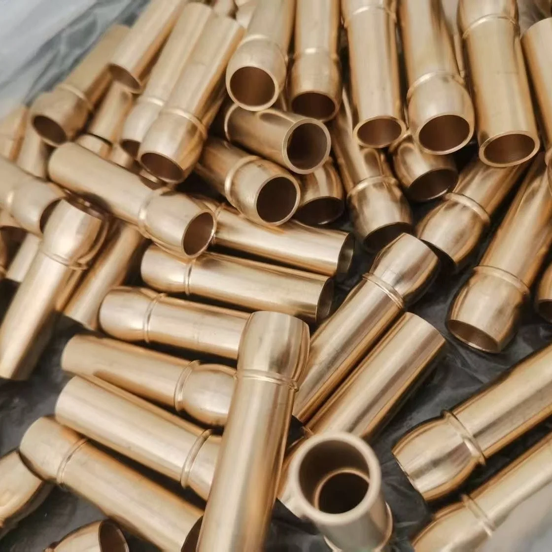 2 PCS- Trumpet Lead Pipe Mouthpiece Connecting Tube Bare Copper Color Brass Instrument Accessory