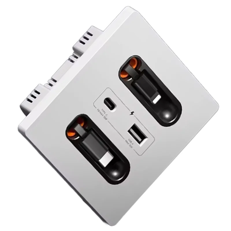 【اشتري الآن】مقبس لوحة حائط عالمي بقدرة 12 وات مع كابل شحن USB-A USB-C قابل للسحب، ومخرج من النوع C للهاتف المحمول والكمبيوتر اللوحي