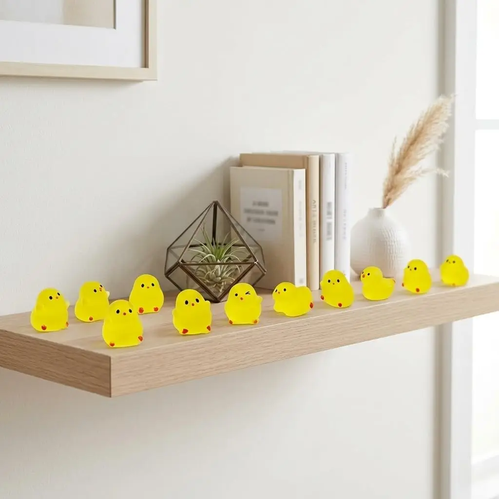 30PCS Mini Fluorescence Chicken Moss Toy Microlandscape Miniature Chick Figurines Fairy Garden Accessories Home Decor Crafts