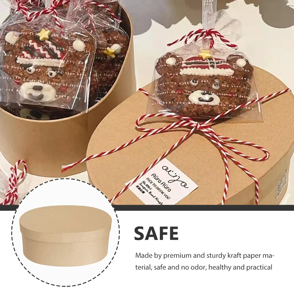 

Kraft Paper Box Cookie Container Pastry Boxes Biscuit Packaging Household Containers Holder Sturdy Material Safe Healthy