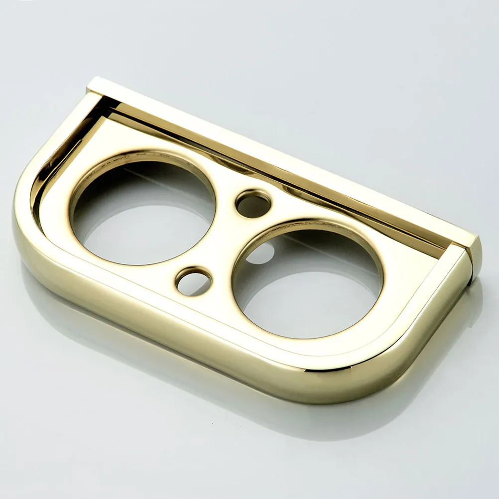 Simple Toothbrush Cup Holder Double Mouth Cup Brass Golden Plating Wall Mounted 19.5x10cm Bathroom Storage Rack Fashion