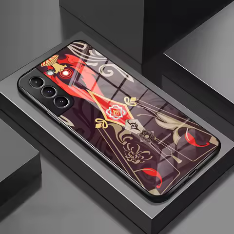 Genshin Impact Game Hu Tao Phone Case For Samsung S24 S23 S22 S21 S20 A24 A34 A54 A53 Galaxy FE Ultra Note 20 Glass Design Cover