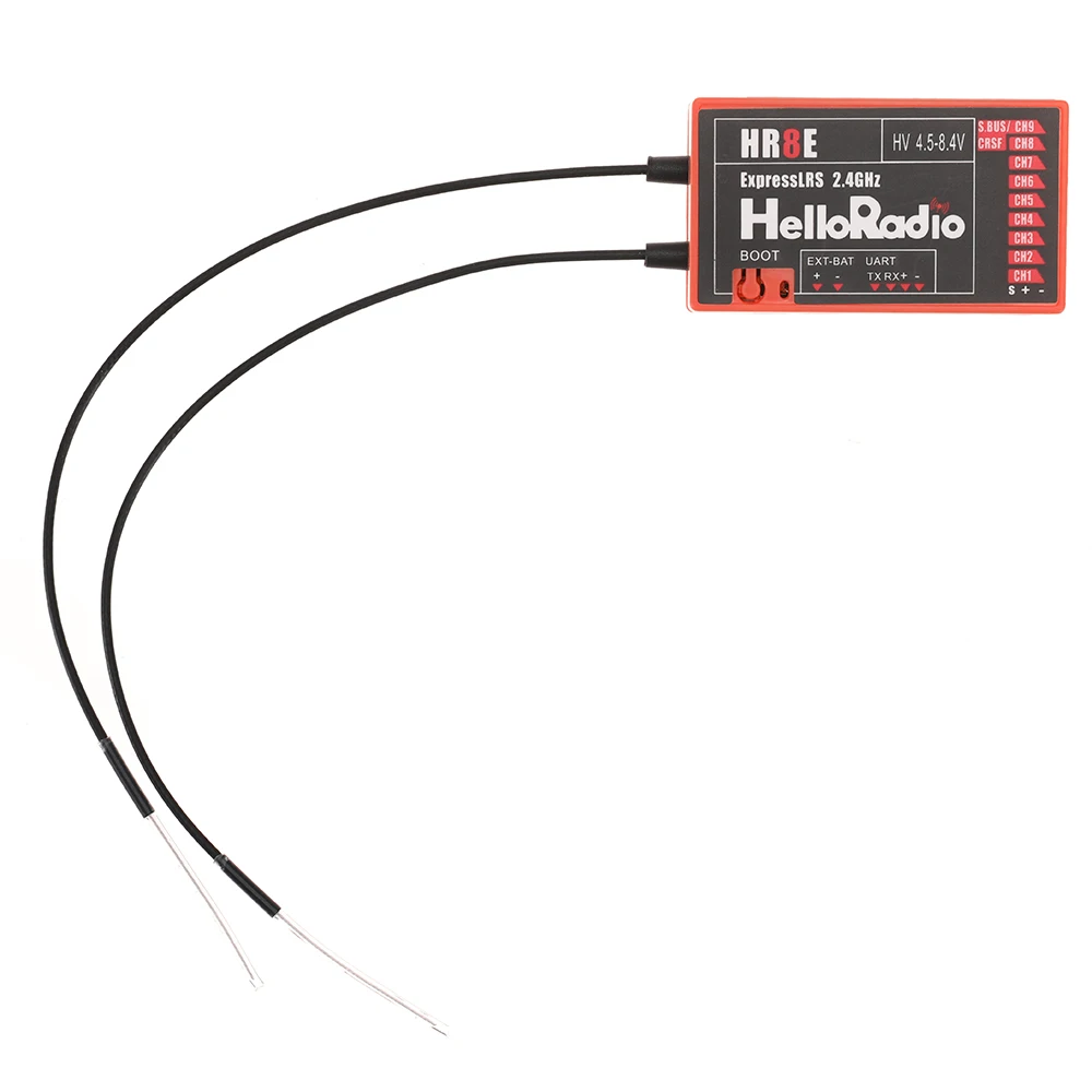 

HelloRadio HR8E 2.4GHz ExpressLRS ELRS 9CH PWM RC Receiver for Fixed Wing RC Airplane Boat