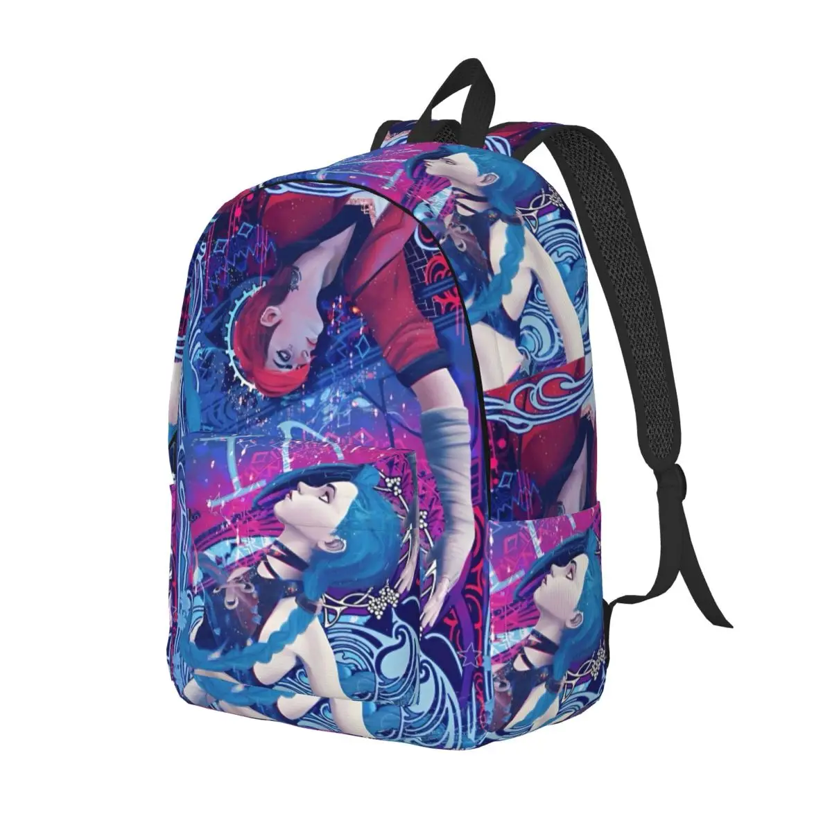 Jinx Vi Anime Teenage Backpack Gift Student Business Arcane Game Daypack for Men Women Laptop Computer Canvas Bags