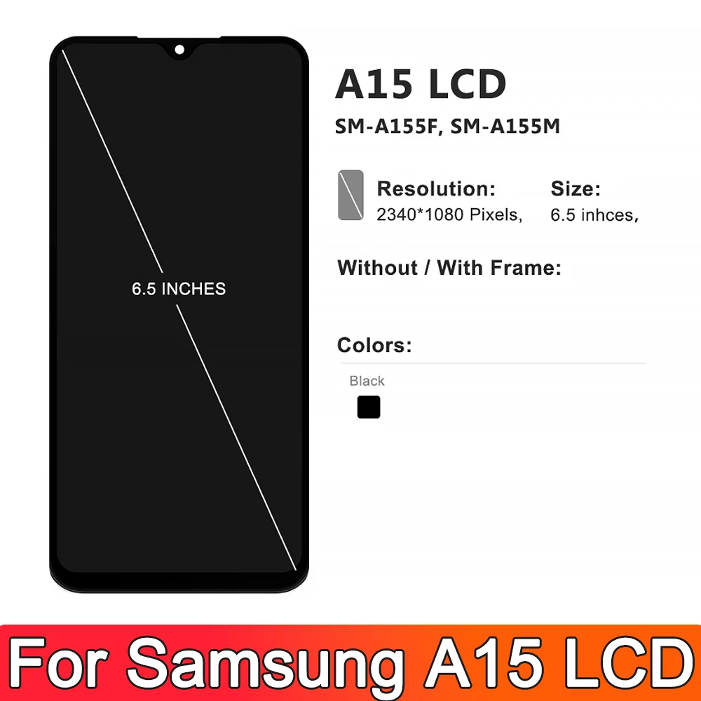 OLED For Samsung A15 4G LCD A155F Display Touch Screen Digitizer Assembly For Samsung A15 5G A156B Screen With Frame