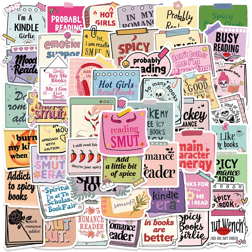

50pcs Colorful Bookish Sticky Note Sticker Fashion Cool Decal For Diary Backpack Envelope Label Magazine Sticker Student Reward